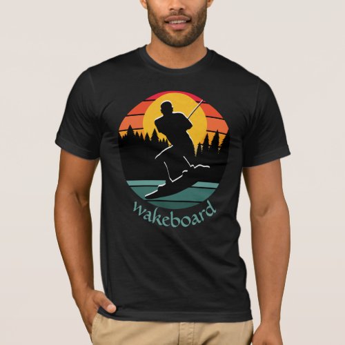 Wakeboard Water Ski Sport Retro Orange Sunset T_Shirt