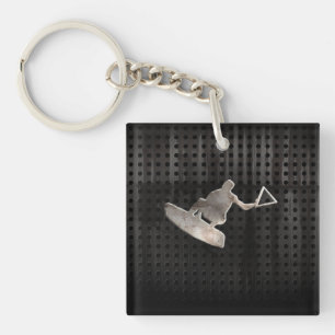 Wakeboarder; Cool Black Keychain