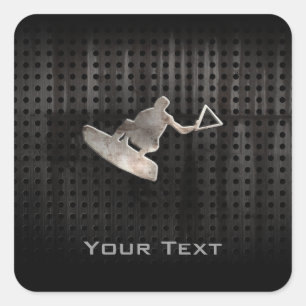 Wakeboarder; Cool Black Square Sticker