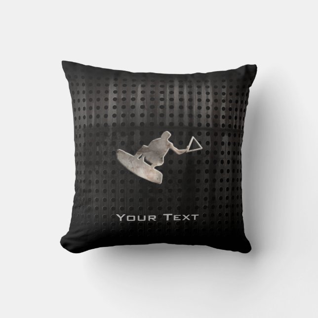 Wakeboarder; Cool Black Throw Pillow (Front)