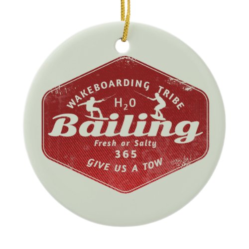 Wakeboarding bailing  ceramic ornament