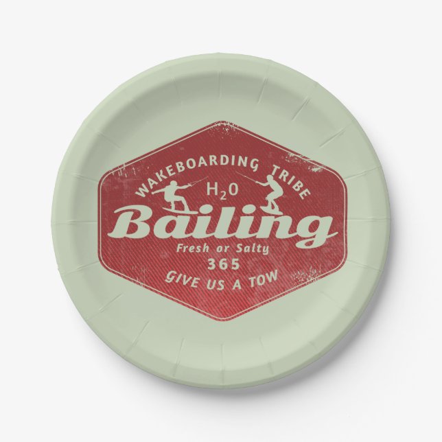 Wakeboarding bailing  paper plates (Front)