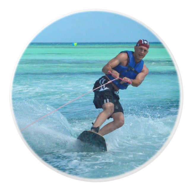 Wakeboarding in the Tropics Ceramic Knob (Front)