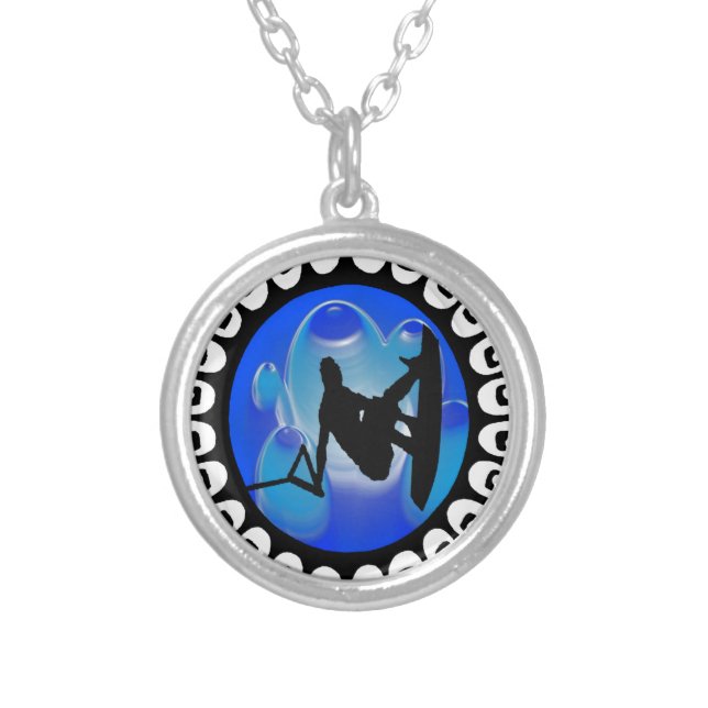 WAKEBOARDING IS FREEDOM SILVER PLATED NECKLACE (Front)