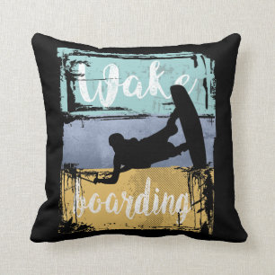 Wakeboarding Retro Wakeboarder Throw Pillow