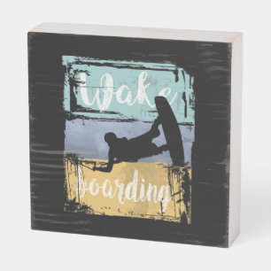 Wakeboarding Retro Wakeboarder Wooden Box Sign