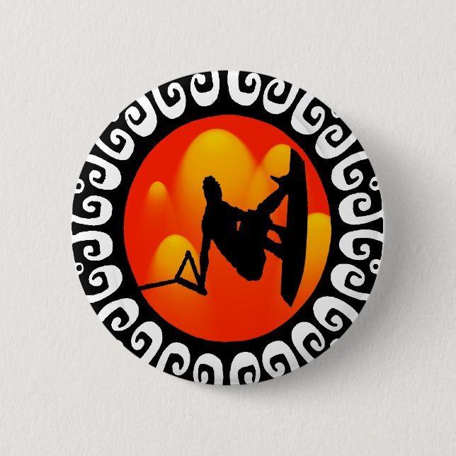 WAKEBOARDING SUN CRAZED PINBACK BUTTON (Front)