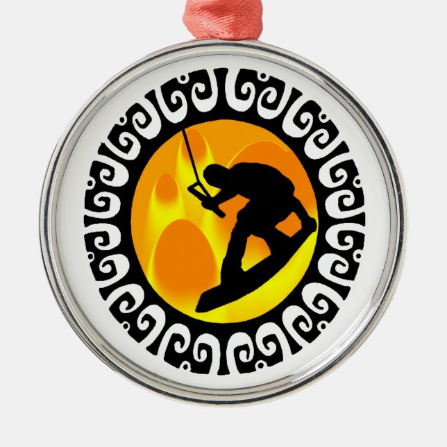WAKEBOARDING THE ATMOSPHERE METAL ORNAMENT (Front)