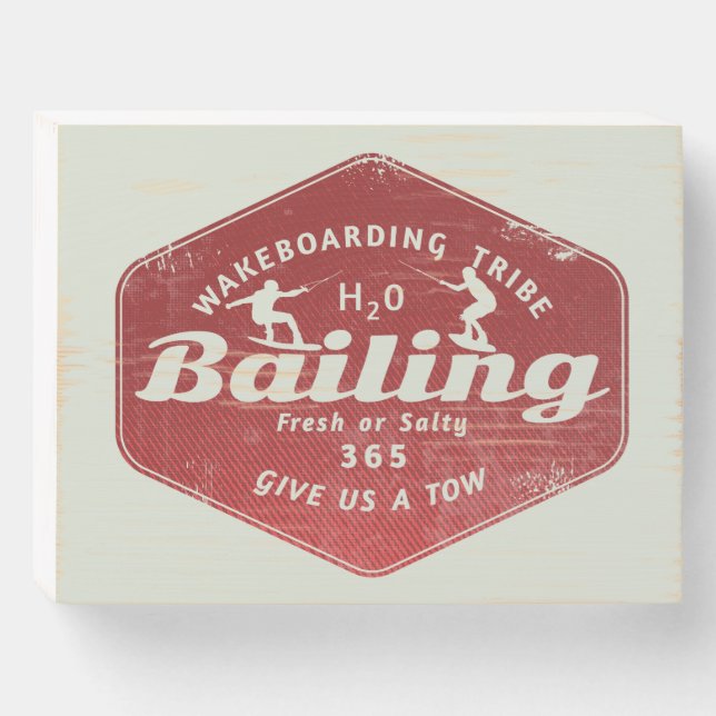 Wakeboarding Wakeboarder Wooden Box Sign (Front Horizontal)