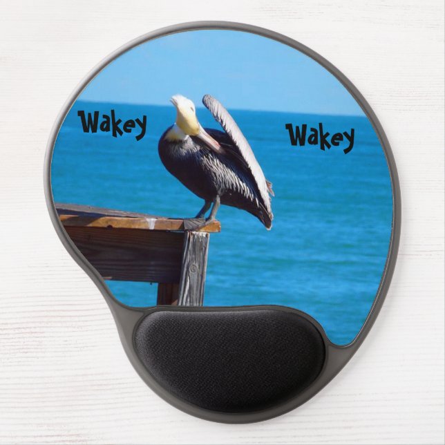 Wakey Wakey Pelican Ergonomic Mouse Pad (Front)
