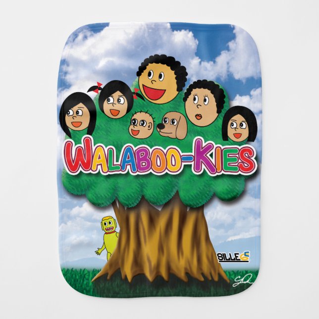 Walabookies family burping cloth (Front)
