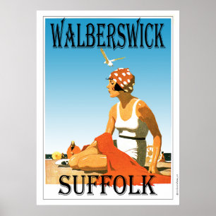 Walberswick Suffolk Vintage Beach Poster