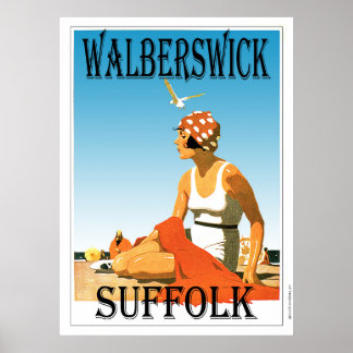 Walberswick Suffolk Vintage Beach Poster