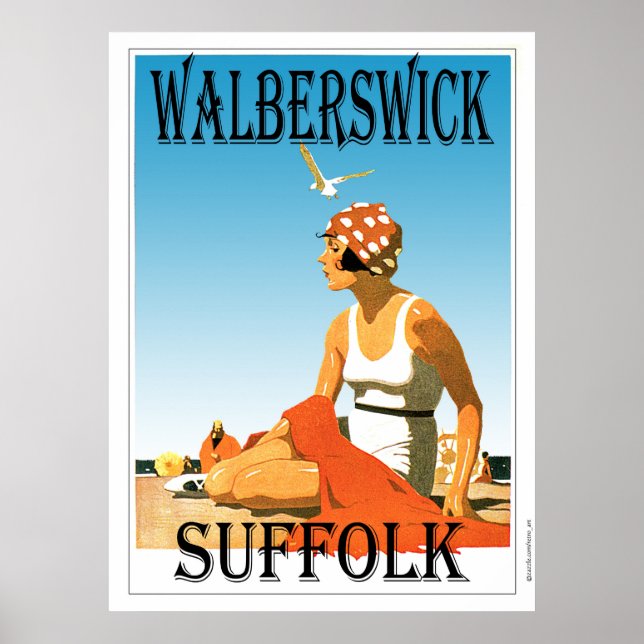 Walberswick Suffolk Vintage Beach Poster (Front)