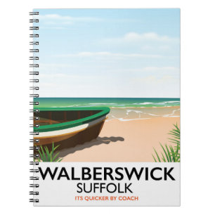 walberswick suffolk vintage travel poster notebook