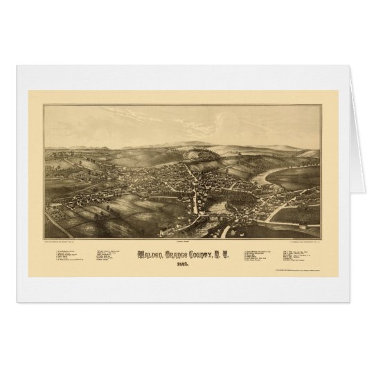 Walden, NY Panoramic Map - 1887 Cards (Front Horizontal)