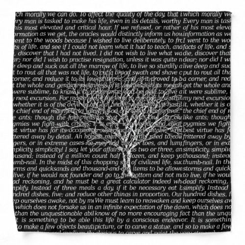 Walden Woods Black Literary Text Bandana