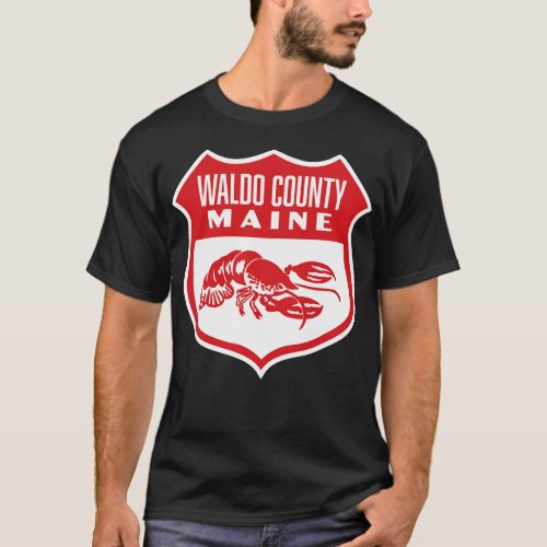 Waldo County Maine Retro  Shield Red T_Shirt
