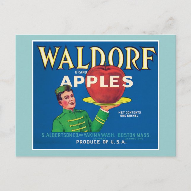 Waldorf Apples Vintage Label Postcard (Front)