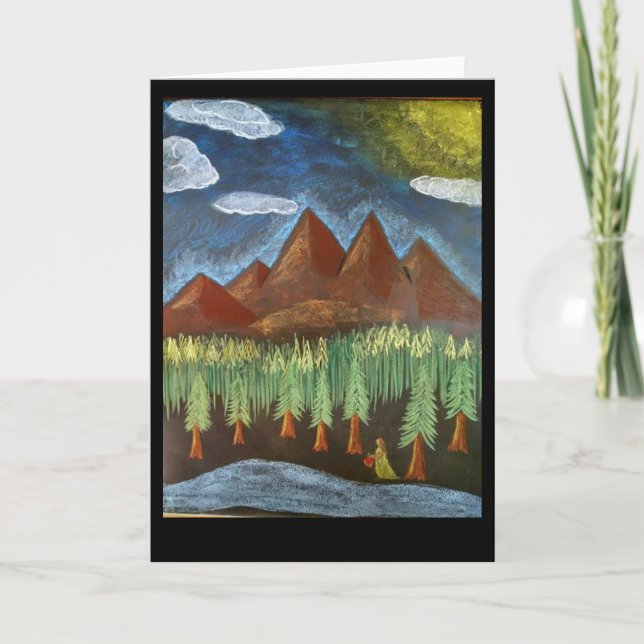 Waldorf Inspired Art Card: Lady in the Woods Card (Front)