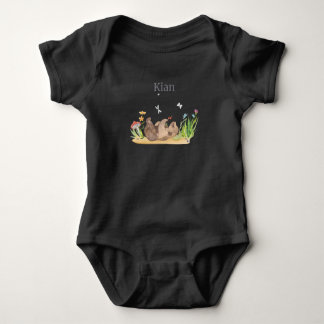 Waldtier Bear Flowers Name Kian Baby Bodysuit