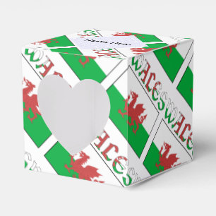Wales and Welsh Flag Tiled Personalized Heart Favor Boxes