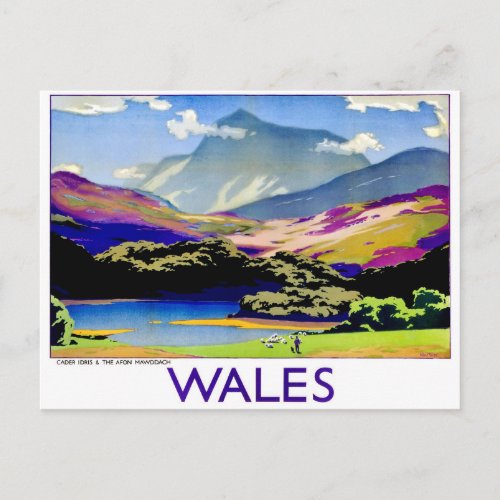 Wales Cader Idris and the Afon Mawddach vintage Postcard