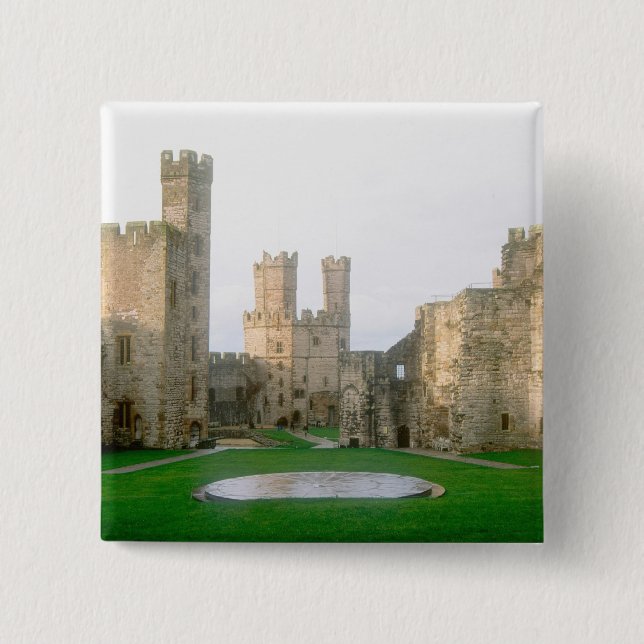 Wales, Caernarfon castle, one of Edward's 2 Pinback Button (Front)