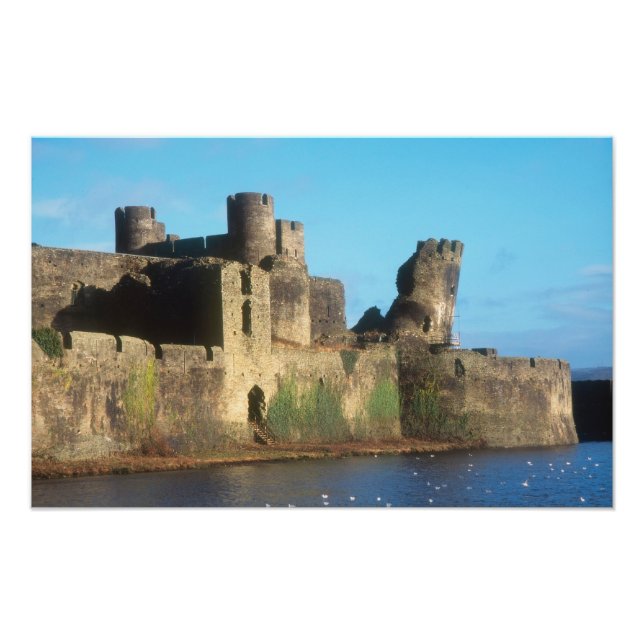 Wales - Caerphilly castle, with a view of the Photo Print (Front)