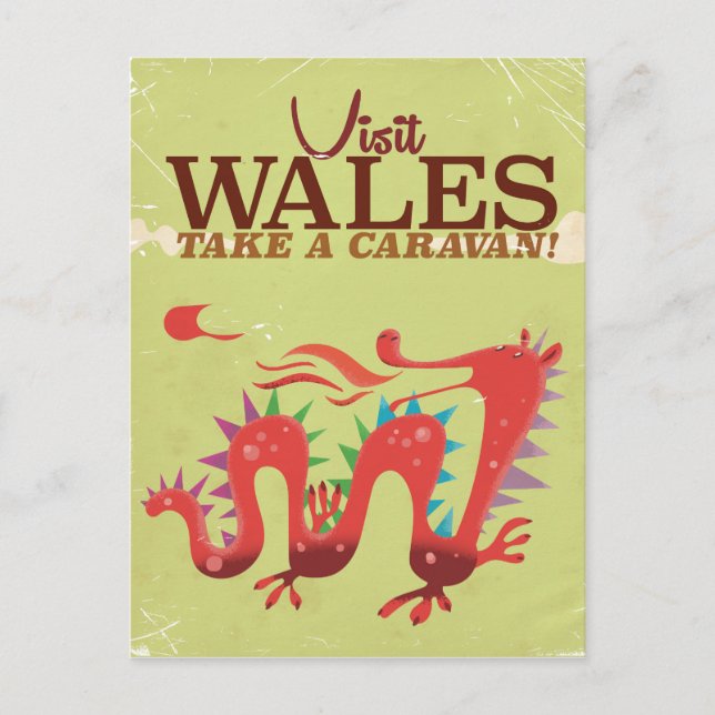 Wales Caravan Vacation vintage poster Postcard (Front)