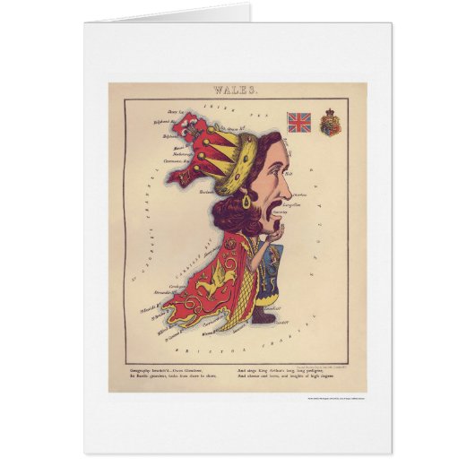 Wales Caricature Map 1868 Cards (Front)