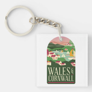 Wales Cornwall Vintage Magnet Keychain