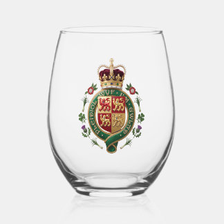 Wales country coat arms symbol emblem flag stemless wine glass