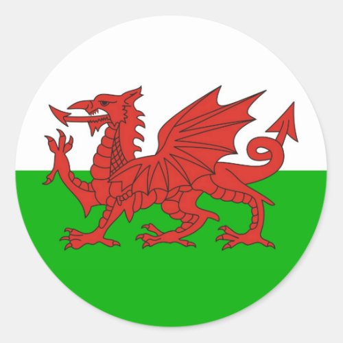 wales country dragon flag welsh british classic round sticker