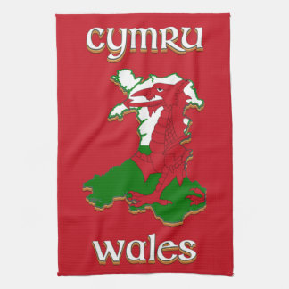 Wales Cymru Flag Map Kitchen Towel