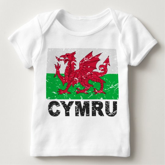 Wales CYMRU Vintage Flag Baby T-Shirt