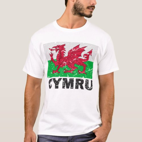 Wales CYMRU Vintage Flag T_Shirt