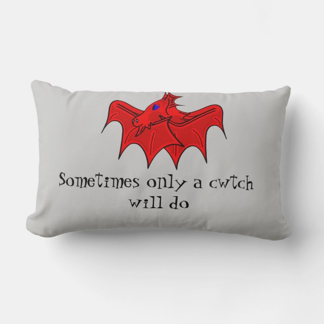 Wales dragon gives welsh cwtch lumbar pillow (Front)