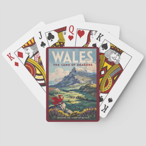 Wales Dragon Illustration Travel Art Vintage Poker Cards