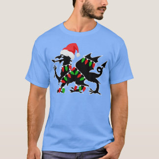 Wales Dragon Santa Christmas Tree Lights Welsh Xma T-Shirt