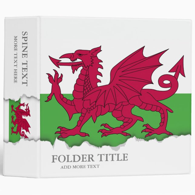Wales Flag 3 Ring Binder (Front/Spine)