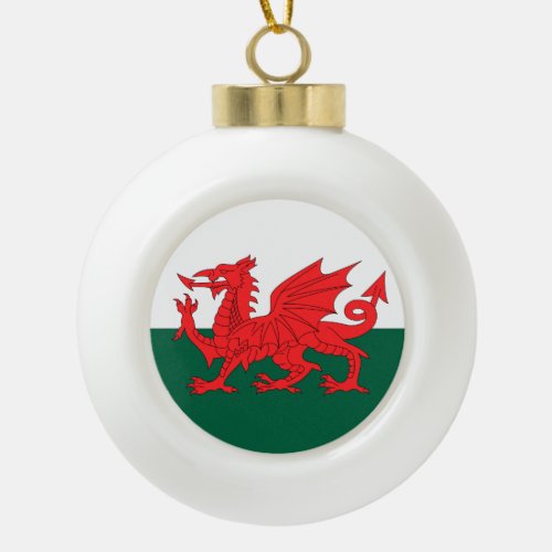 Wales Flag Ceramic Ball Christmas Ornament