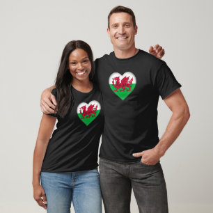 Wales Flag Colors Heart T-Shirt