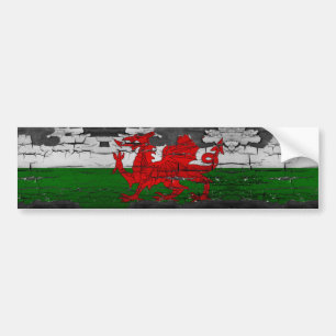 Wales Flag Distressed Bumper Sticker