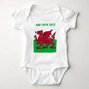 Wales flag Dragon England British Red Cardiff Baby Bodysuit