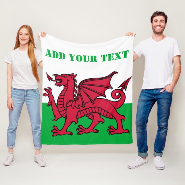 Wales flag Dragon England British Red Cardiff Fleece Blanket (In Situ)