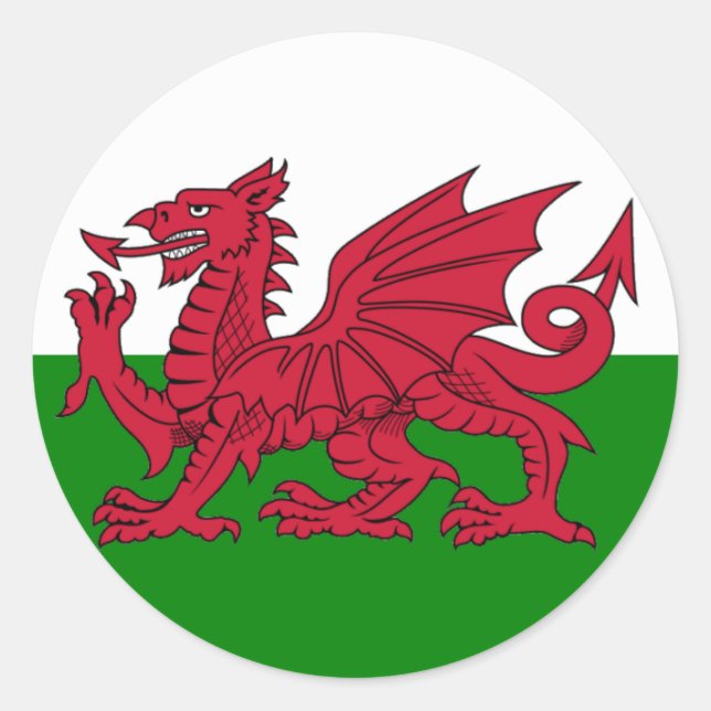 Wales Flag Heart Classic Round Sticker (Front)