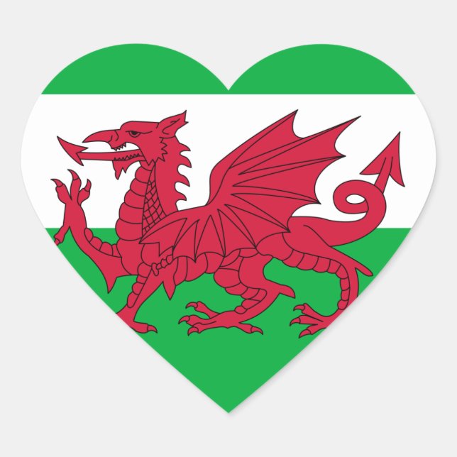 wales flag heart sticker (Front)