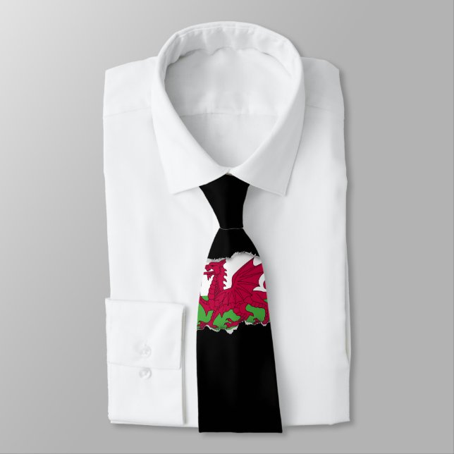 Wales Flag Neck Tie (Tied)