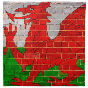 Wales flag on a brick wall napkin